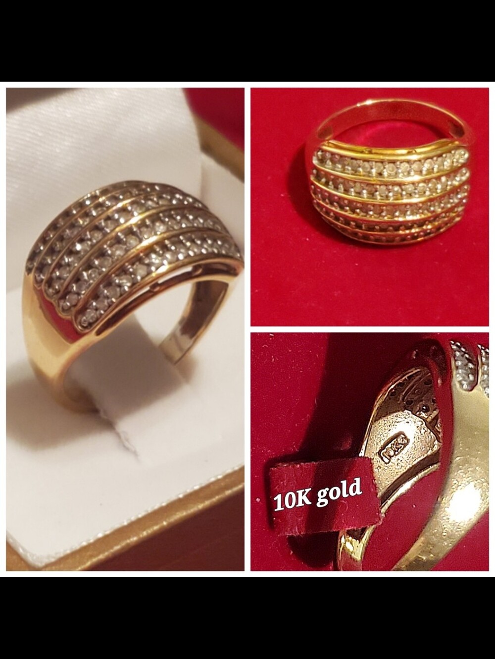 Diamond Gold Dome Ring for Women. W/ Appraisal. Size 7